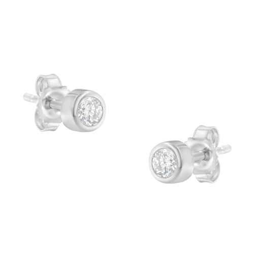 Bids.com 10K White Gold 1/5 Cttw Round Brilliant-Cut Near Colorless Diamond Bezel-Set Stud Earrings (H-I Color, I1-I2 Clarity) Earrings White Smoke Yellow.Gold,White.Gold,10k Yellow Gold