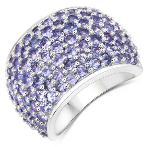 Bids.com 4.22 Carat Genuine Tanzanite .925 Sterling Silver Ring Rings White Smoke size 6.00,size 7.00,size 8.00,size 9.00,size 5.00