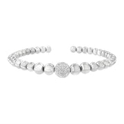 Bids.com .925 Sterling Silver 1/6 Cttw Diamond Rondelle Graduated Ball Bead Cuff Bangle Bracelet (I-J color, I2-I3 clarity) - Fits wrists up to 7 1/2 inches Bracelets White Smoke White.Sterling Silver / 7