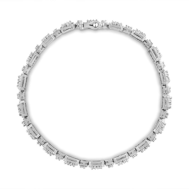 Bids.com 10K White Gold 2.0 Cttw Diamond Square Link Bracelet (J-K Color, I2-I3 Clarity) - Size 7.25" Bracelets White Smoke White.Gold / 725,White.Gold / 7.25