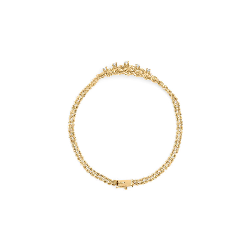 Bids.com 10K Yellow Gold 1/4 Cttw Round-Cut Diamond Basket Weave Rope Chain Style 7" Bracelet (H-I Color, I1-I2 Clarity) Bracelets White Smoke Yellow.Gold / 7