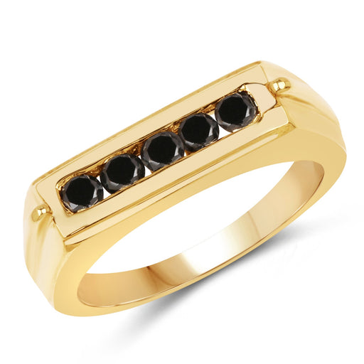 Bids.com 14K Yellow Gold Plated 0.50 Carat Genuine Black Diamond .925 Sterling Silver Ring Rings White Smoke size 8.00,size 6.00,size 7.00,size 9.00