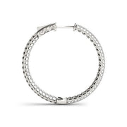 Bids.com 14k White Gold Two Row Pave Set Diamond Hoop Earrings (7 cttw) Earrings White Smoke White Gold