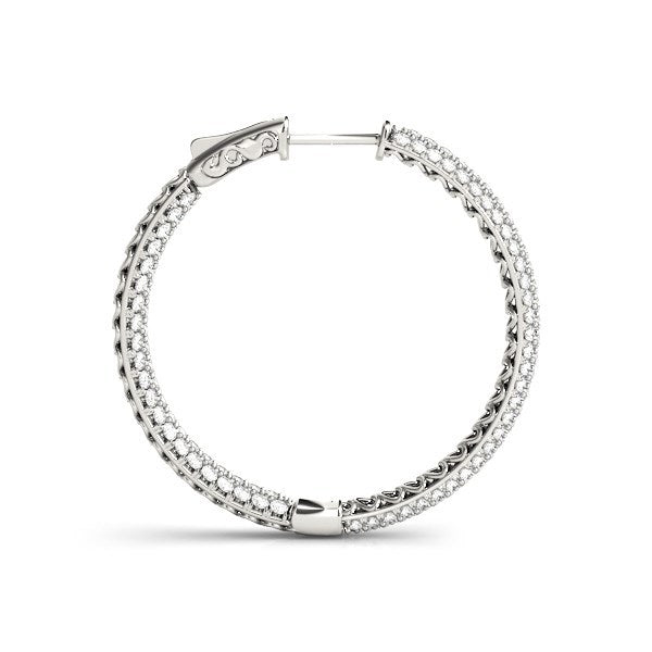 Bids.com 14k White Gold Two Row Pave Set Diamond Hoop Earrings (7 cttw) Earrings White Smoke White Gold