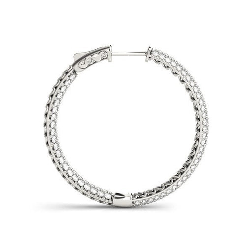 Bids.com 14k White Gold Two Row Pave Set Diamond Hoop Earrings (7 cttw) Earrings White Smoke White Gold