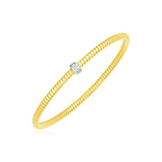 Bids.com 14k Yellow Gold Stretch Bangle with Diamonds Bracelets White Smoke Yellow Gold