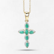 Bids.com 18K Yellow Gold Plated 0.84 Carat Genuine Emerald .925 Sterling Silver Pendant Pendants White Smoke size 16.00,size 18.00,size 20.00