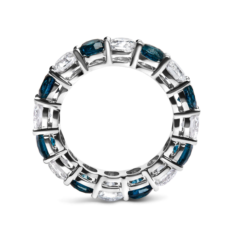 Bids.com 14K White Gold 6 1/4 Cttw Alternating Lab-Grown White and Natural Treated Blue Diamond Eternity Band Ring (F-G Color, VS1-VS2 Clarity) Rings White Smoke 7.5 / White.Gold,7 / White.Gold,9 / White.Gold,6 / White.Gold,8 / White.Gold,6.5 / White.Gold,8.5 / White.Gold