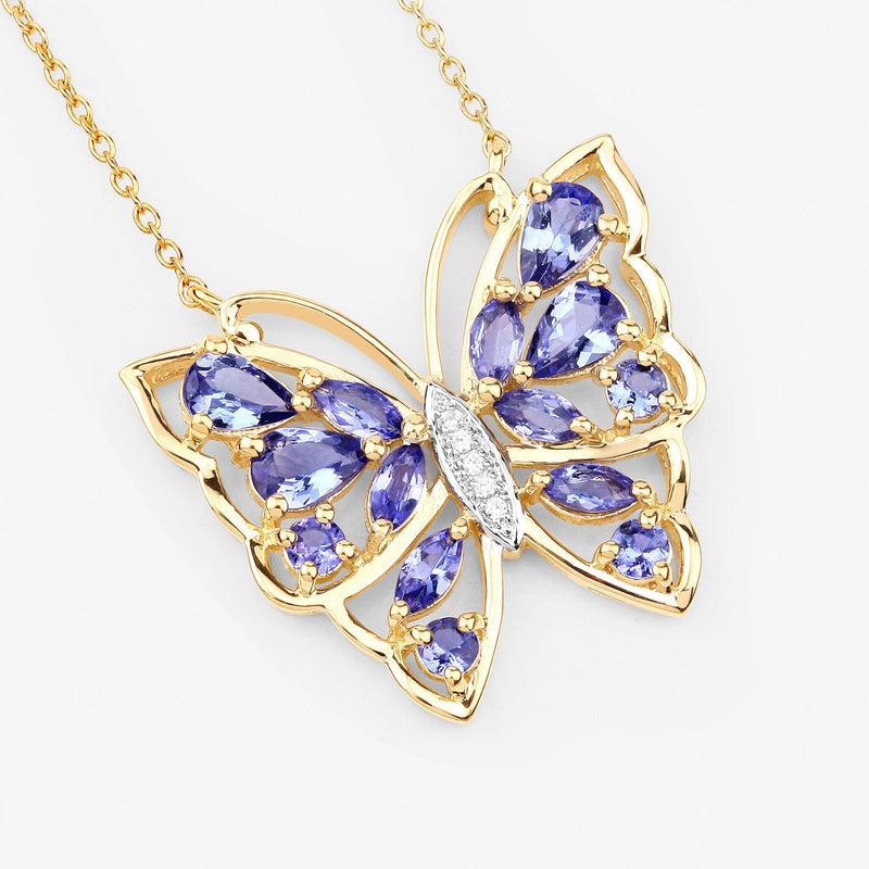Bids.com 2.76 Carat Genuine Tanzanite and White Zircon .925 Sterling Silver Necklace Necklaces White Smoke