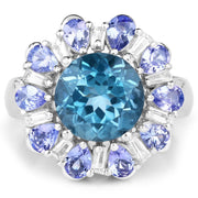 Bids.com 6.19 Carat Genuine London Blue Topaz, Tanzanite & White Topaz .925 Sterling Silver Ring Rings White Smoke size 6.00,size 8.00,size 7.00,size 9.00,size 5.00,size 10.00