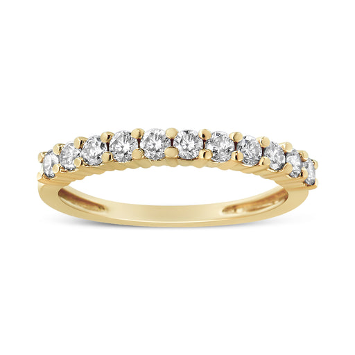Bids.com IGI Certified 1/2 Cttw Diamond 10K Yellow Gold Prong Set Fluted Band Style Wedding Ring (J-K Color, I1-I2 Clarity) - Size 7 Rings White Smoke 7 / Yellow.Gold,6 / Yellow.Gold,8 / Yellow.Gold,9 / Yellow.Gold
