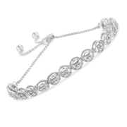 Bids.com .925 Sterling Silver 1/10 Cttw Round Diamond Bolo Bracelet (I-J Color, I3 Clarity) Bracelets White Smoke White.Sterling Silver / 7.75