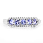 Bids.com 0.61 Carat Genuine Tanzanite and White Diamond 14K White Gold Ring Rings White Smoke size 7.00,size 5.00,size 6.00,size 8.00,size 9.00