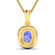 Bids.com 1.45 Carat Genuine Tanzanite and White Diamond 14K Yellow Gold Pendant Pendants White Smoke
