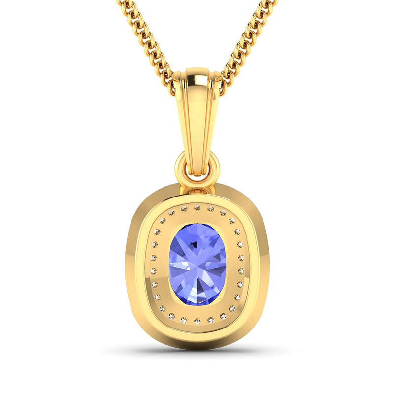 Bids.com 1.45 Carat Genuine Tanzanite and White Diamond 14K Yellow Gold Pendant Pendants White Smoke