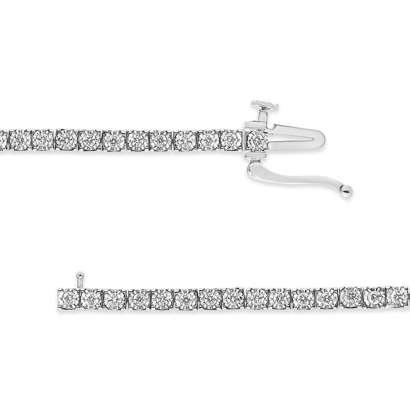 Bids.com 14K White Gold 1.0 Cttw Miracle Set Round-Cut Lab Grown Diamond Illusion Tennis Bracelet (F-G Color, VS2-SI1 Clarity) Size 7" Bracelets White Smoke White.Gold / 7