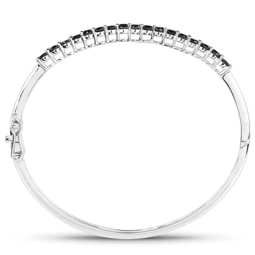 Bids.com 2.50 Carat Genuine Black Diamond .925 Sterling Silver Bangle Bracelets White Smoke size 7.50