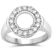 Bids.com 0.48 Carat Genuine White Diamond 14K White Gold Semi Mount Ring - holds 8.00mm Round Gemstone Rings White Smoke size 7.00,size 6.00,size 8.00