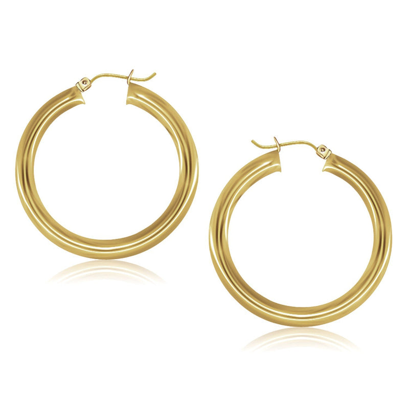 Bids.com 14k Yellow Gold Polished Hoop Earrings (40 mm) Earrings White Smoke Yellow Gold
