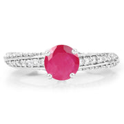 Bids.com 1.49 Carat Genuine Ruby and White Diamond 14K White Gold Ring (I Color, SI Clarity) Rings White Smoke size 7.00,size 6.00,size 8.00