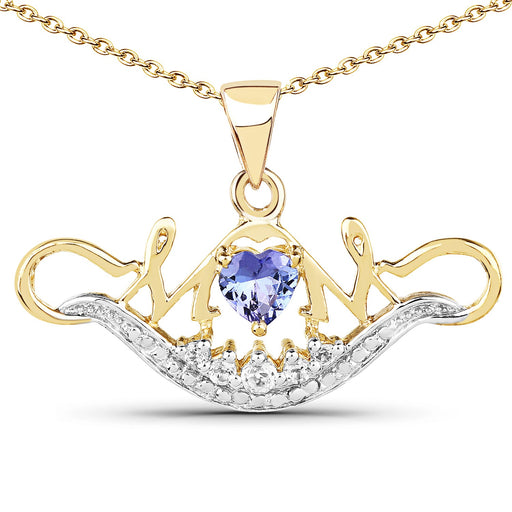 Bids.com 14K Yellow Gold Plated 0.62 Carat Genuine Tanzanite and White Topaz .925 Sterling Silver Pendant Pendants White Smoke