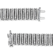 Bids.com .925 Sterling Silver 8 1/2 Cttw Diamond 7 Row Chevron "S" Curved Link Tennis Bracelet (I-J color, I1-I2 clarity) - 7.25" Bracelets White Smoke White.Sterling Silver / 7.25