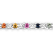 Bids.com 0.88 Carat Genuine Multi Sapphire .925 Sterling Silver Bracelet Bracelets Light Gray size 10.00