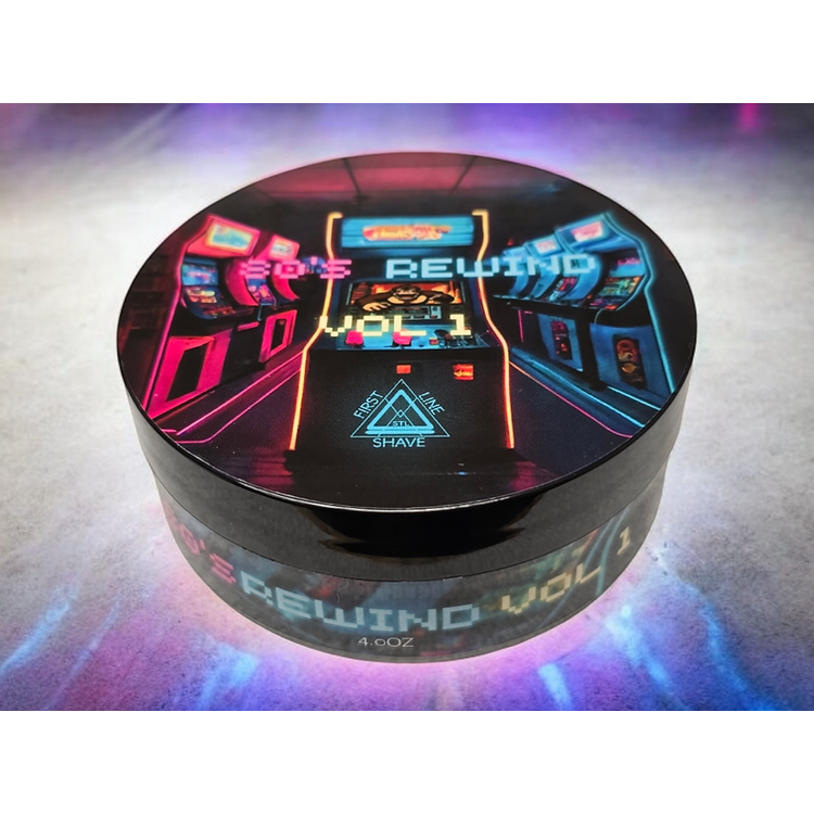 First Line Shave First Line Shave 80'S Rewind Shaving Collection Shaving Set Light Gray Shaving Soap 4 oz