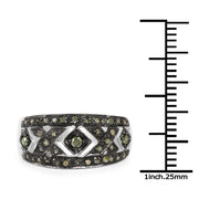 Bids.com 0.27 Carat Genuine Green Diamond .925 Sterling Silver Ring Rings White Smoke size 7.00,size 6.00,size 8.00,size 9.00