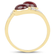 Bids.com 14K Yellow Gold Plated 2.38 Carat Glass Filled Ruby and White Topaz .925 Sterling Silver Ring Rings White Smoke size 6.00,size 7.00,size 8.00,size 9.00