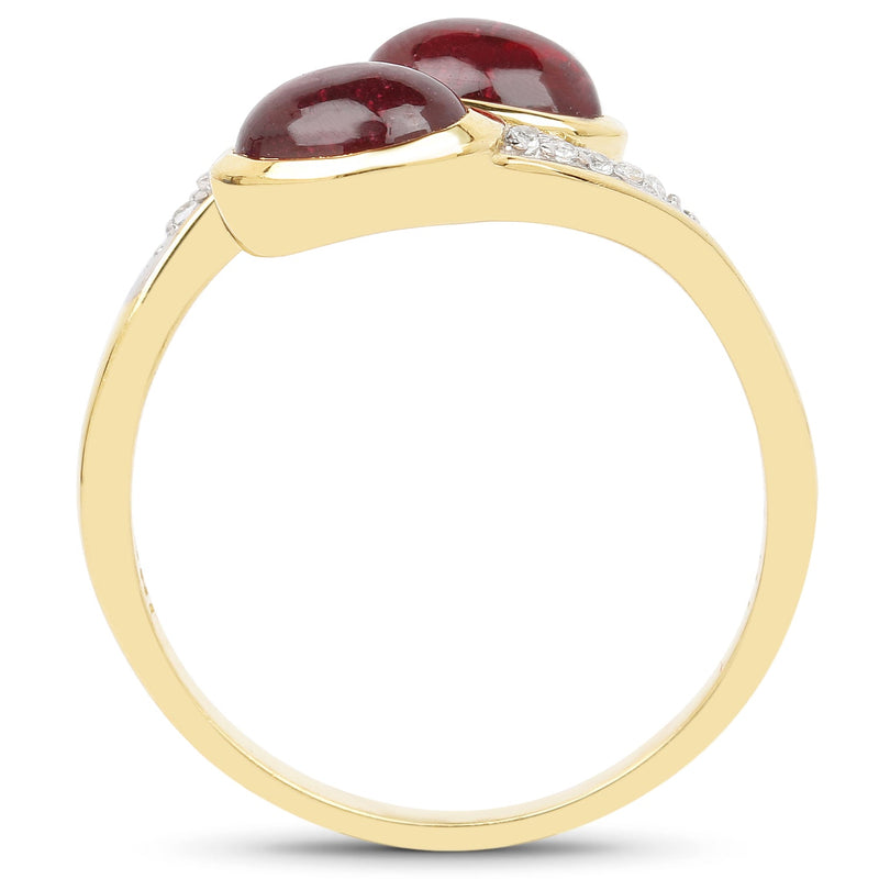 Bids.com 14K Yellow Gold Plated 2.38 Carat Glass Filled Ruby and White Topaz .925 Sterling Silver Ring Rings White Smoke size 6.00,size 7.00,size 8.00,size 9.00