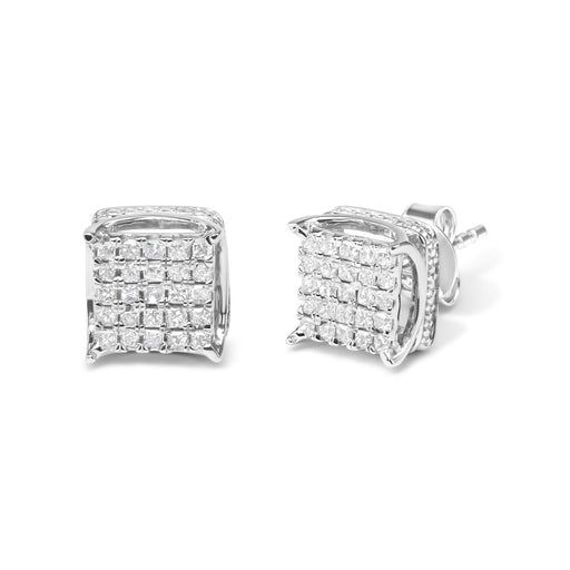 Bids.com 10K White Gold 1/2 Cttw Princess Cut Diamond Square Shaped Multi Stone Stud Earrings (H-I Color, SI1-SI2 Clarity) Earrings White Smoke White.Gold / 0.5