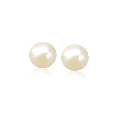 Bids.com 14k Yellow Gold Freshwater Cultured White Pearl Stud Earrings (7.0 mm) Earrings White Smoke Yellow Gold