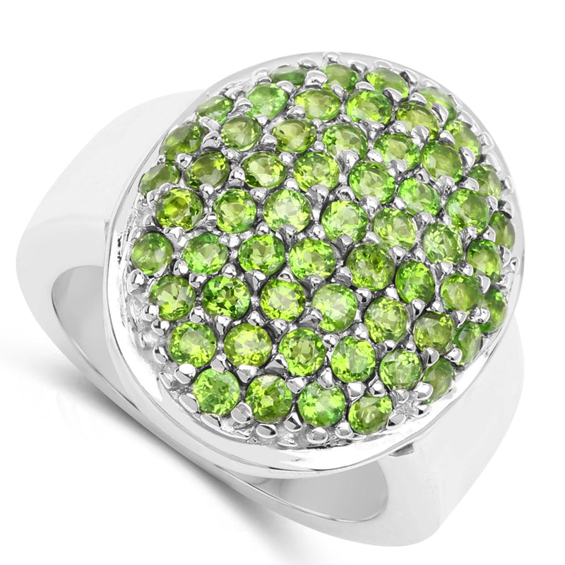 Bids.com 2.17 Carat Genuine Chrome Diopside .925 Sterling Silver Ring Rings White Smoke size 7.00,size 8.00,size 6.00,size 9.00,size 5.00