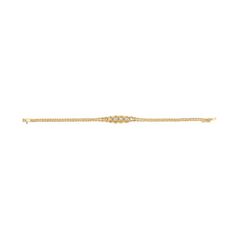 Bids.com 10K Yellow Gold 1/4 Cttw Round-Cut Diamond Basket Weave Rope Chain Style 7" Bracelet (H-I Color, I1-I2 Clarity) Bracelets Seashell Yellow.Gold / 7