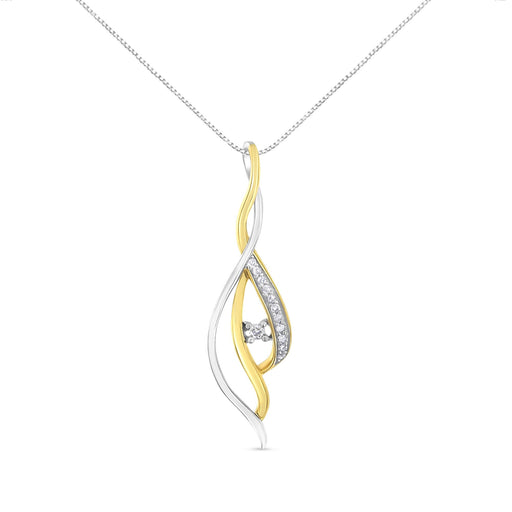 Bids.com 10K Yellow and White Gold Round Cut Diamond Accent Cascade 18" Pendant Necklace (J-K Color, I2-I3 Clarity) Necklaces White Smoke YellowWhite.Gold / 18
