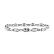 Bids.com 14K White Gold 1.0 Cttw Invisible Set Princess Diamond Alternating Link Tennis Bracelet (I-J Color, I1-I2 Clarity) - 7.25" Bracelets White Smoke White.Gold / 7.25