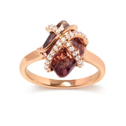 Bids.com 14K Rose Gold 1/5 Cttw Diamond Wrapped 15x15 MM Purple Amethyst Cocktail Ring (G-H Color, SI1-SI2 Clarity) Rings White Smoke 7 / Rose.Gold