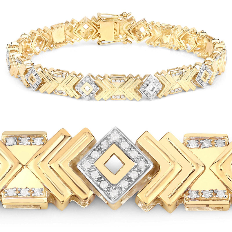 Bids.com 0.98 Carat Genuine White Diamond .925 Sterling Silver Bracelet Bracelets White Smoke size 9.25