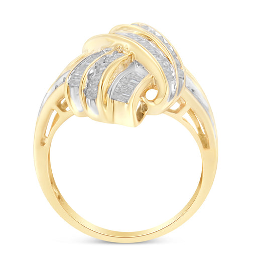Bids.com 10K Yellow Gold Diamond Bypass Cocktail Ring (1 1/5 Cttw, I-J Color, I2-I3 Clarity) - Size 8 Rings White Smoke 6 / Yellow.Gold,7 / Yellow.Gold,8 / Yellow.Gold,6.5 / Yellow.Gold,7.5 / Yellow.Gold