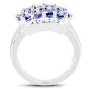 Bids.com 2.21 Carat Genuine Tanzanite .925 Sterling Silver Ring Rings White Smoke size 6.00,size 5.75,size 7.00,size 8.00,size 9.00