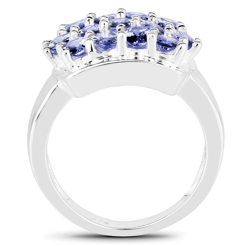 Bids.com 2.21 Carat Genuine Tanzanite .925 Sterling Silver Ring Rings White Smoke size 6.00,size 5.75,size 7.00,size 8.00,size 9.00
