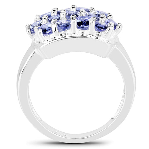 Bids.com 2.21 Carat Genuine Tanzanite .925 Sterling Silver Ring Rings White Smoke size 6.00,size 5.75,size 7.00,size 8.00,size 9.00