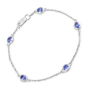 Bids.com 1.65 Carat Genuine Tanzanite .925 Sterling Silver Bracelet Bracelets White Smoke size 7.00