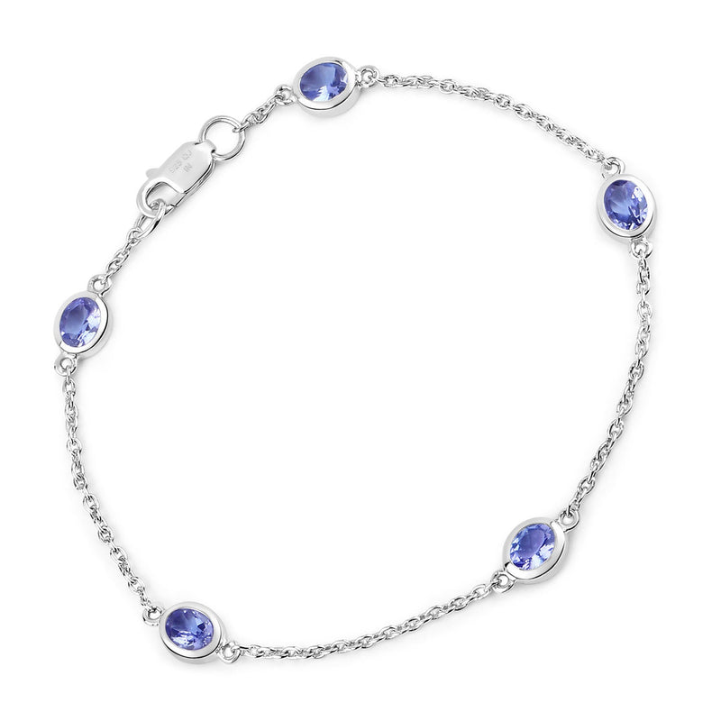 Bids.com 1.65 Carat Genuine Tanzanite .925 Sterling Silver Bracelet Bracelets White Smoke size 7.00
