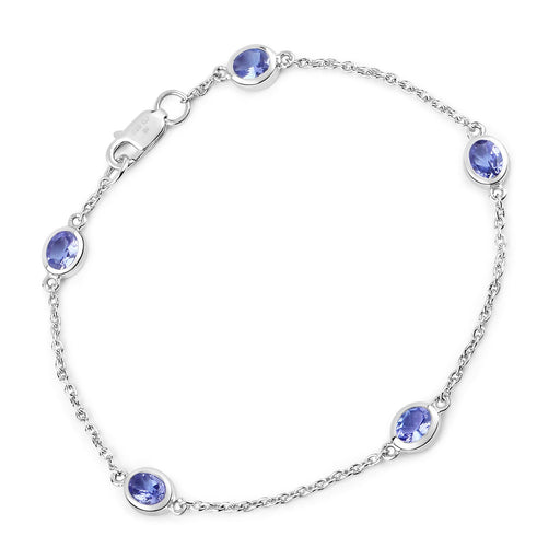 Bids.com 1.65 Carat Genuine Tanzanite .925 Sterling Silver Bracelet Bracelets White Smoke size 7.00