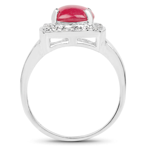 Bids.com 3.31 Carat Glass Filled Ruby and White Topaz .925 Sterling Silver Ring Rings White Smoke size 7.00,size 6.00,size 8.00,size 9.00