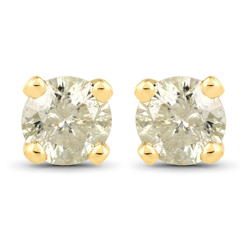 Bids.com 0.92 Carat Genuine LB Diamond 14K Yellow Gold Earrings Earrings White Smoke