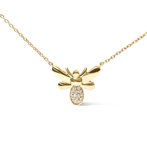 Bids.com 10K Yellow Gold Diamond Accented Bumble Bee Pendant 18" Inch Necklace (H-I Color, I1-I2 Clarity) Necklaces White Smoke Yellow.Gold / 18