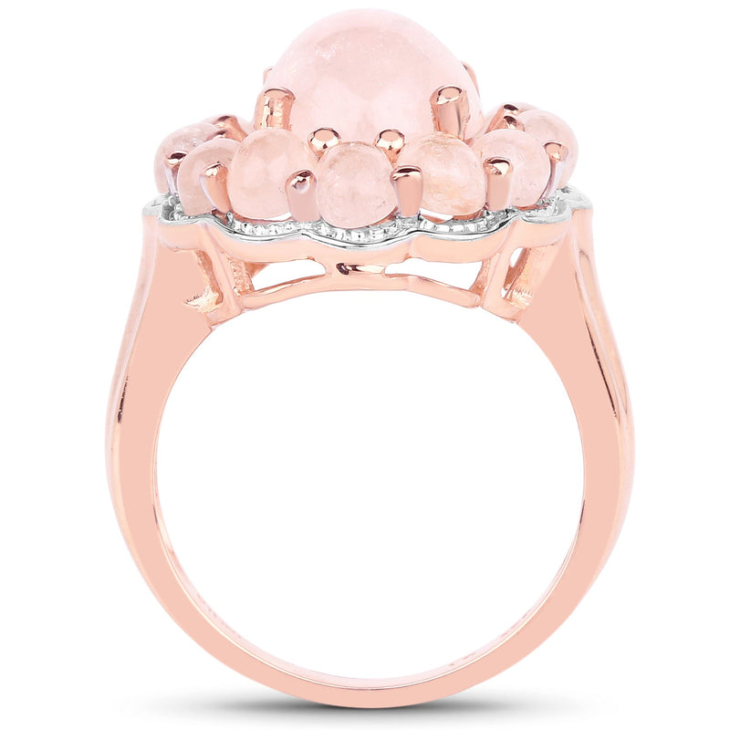 Bids.com 14K Rose Gold Plated 6.76 Carat Genuine Morganite .925 Sterling Silver Ring Rings White Smoke size 6.00,size 8.00,size 7.00,size 9.00